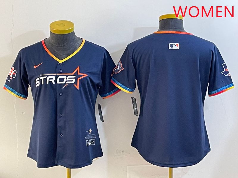 Women Houston Astros Blank Drak Blue Fourth generation Joint Name 2025 Nike MLB Jersey style 1